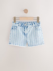 Blauw/wit - Denim shorts met rafels (3-16jr) - Image 4 of 7