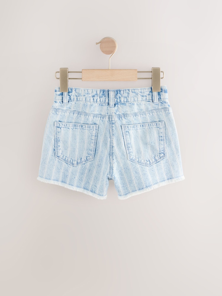 Blue/White Regular Length Frayed Edge Denim Shorts (3-16yrs) - Image 5 of 7