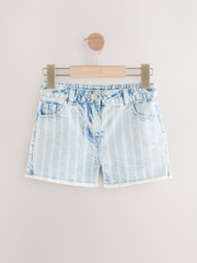 Mittelblau - Shorts aus 100 % Baumwolle mit ausgefransten Kanten (3–16 J.) - Bild 2 von 6