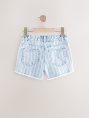 Mittelblau - Shorts aus 100 % Baumwolle mit ausgefransten Kanten (3–16 J.) - Bild 3 von 6