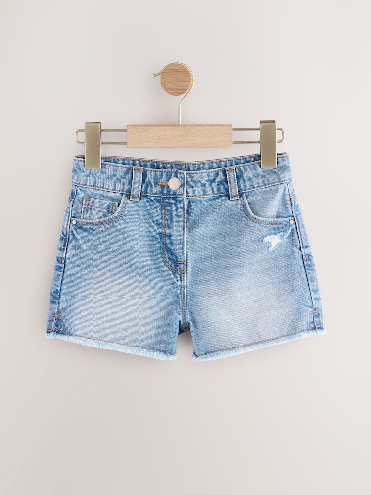 Normaal blauw - 100% katoenen shorts met gerafelde randen (3-16jaar) - Image 4 of 6