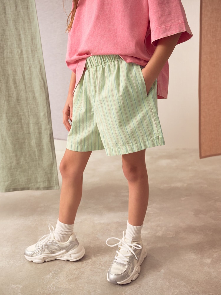 Green 100% Cotton Stripe Shorts (3-16yrs) - Image 1 of 8