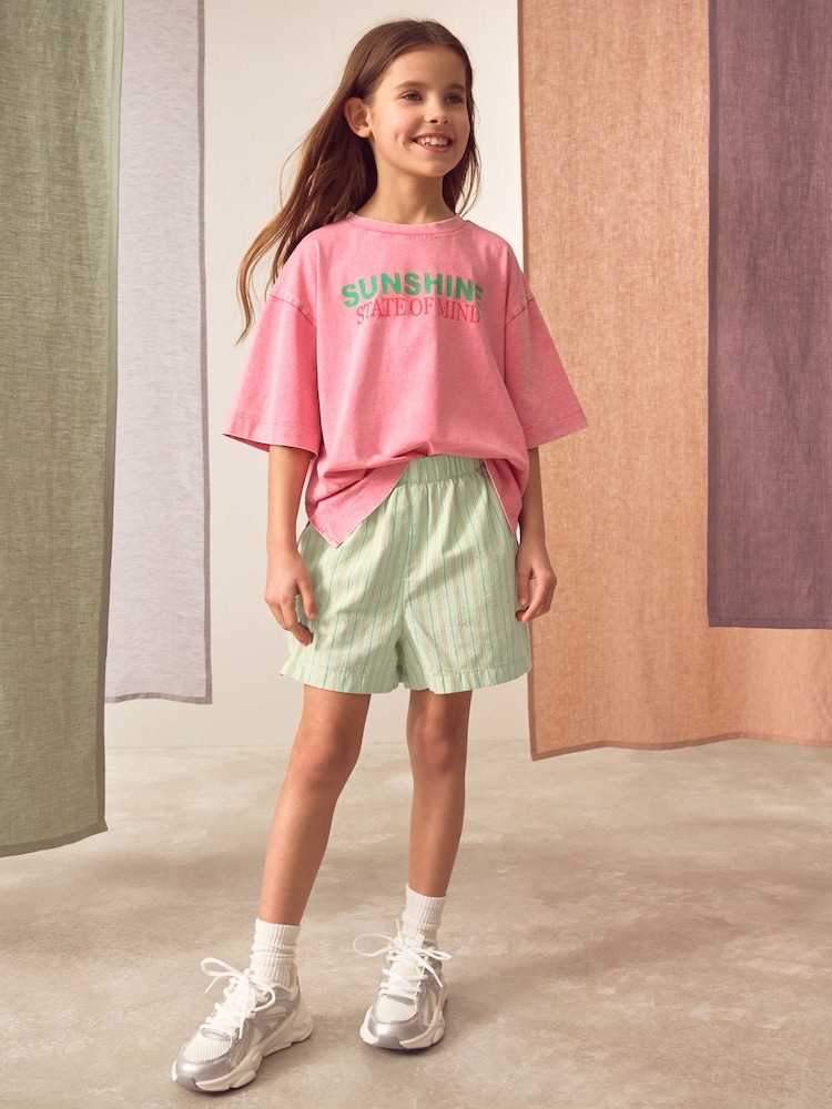 Green 100% Cotton Stripe Shorts (3-16yrs) - Image 2 of 8