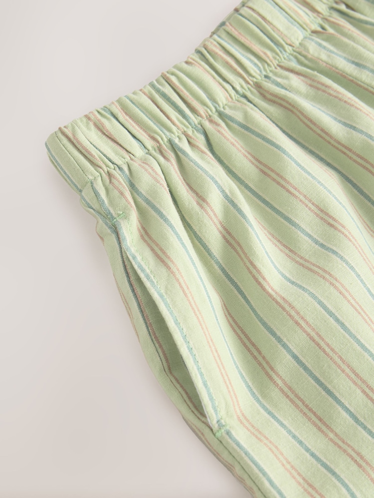 Green 100% Cotton Stripe Shorts (3-16yrs) - Image 8 of 8