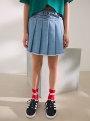 Light Blue Denim Denim Pleated Skirt (3-16yrs) - Image 1 of 4