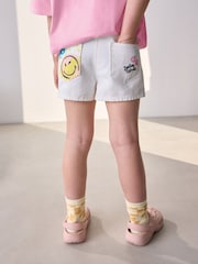 Chalk White Denim 100% Cotton Smileyworld Graffiti Shorts (3-16yrs) - Image 2 of 8