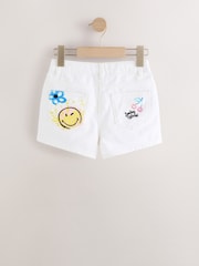 Chalk White Denim 100% Cotton Smileyworld Graffiti Shorts (3-16yrs) - Image 6 of 8