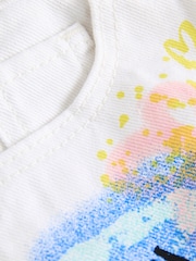 Chalk White Denim 100% Cotton Smileyworld Graffiti Shorts (3-16yrs) - Image 7 of 8