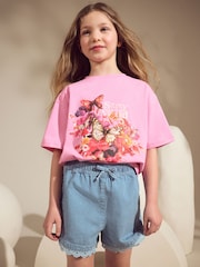 Pink/Blue Butterfly 100% Cotton T-Shirt And Denim Short Set (3-16yrs) - Image 1 of 11