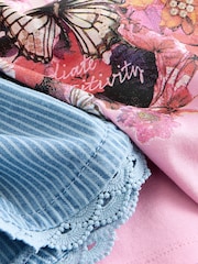Pink/Blue Butterfly 100% Cotton T-Shirt And Denim Short Set (3-16yrs) - Image 10 of 11