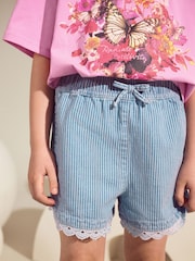 Pink/Blue Butterfly 100% Cotton T-Shirt And Denim Short Set (3-16yrs) - Image 5 of 11