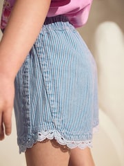 Pink/Blue Butterfly 100% Cotton T-Shirt And Denim Short Set (3-16yrs) - Image 6 of 11