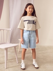Light Blue Distressed Denim 100% Cotton Shorts (3-16yrs) - Image 1 of 9