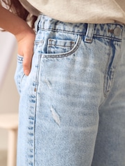 Light Blue Distressed Denim 100% Cotton Shorts (3-16yrs) - Image 4 of 9