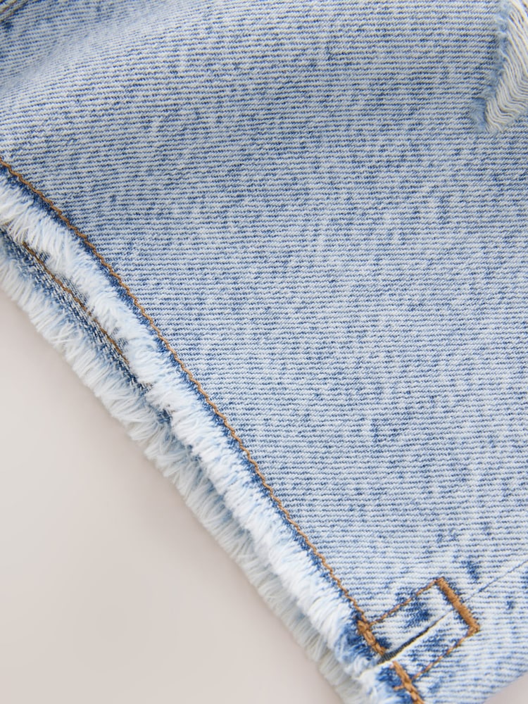 Light Blue Distressed Denim 100% Cotton Shorts (3-16yrs) - Image 9 of 9