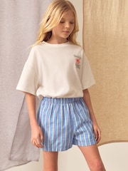 Blue 100% Cotton Stripe Shorts (3-16yrs) - Image 1 of 7
