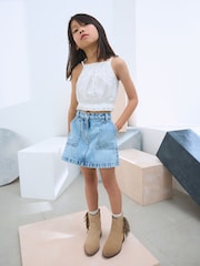 Light Blue 100% Cotton Denim Skirt (3-16yrs) - Image 2 of 3