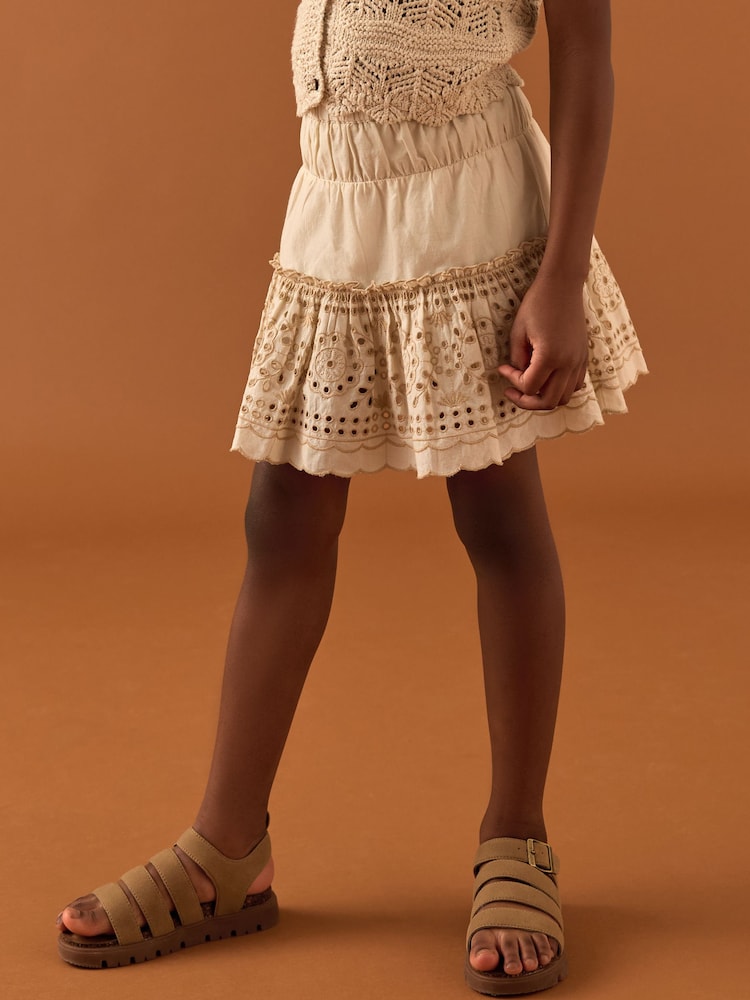 Ecru 100% Cotton Embroidered Skort (3-16yrs) - Image 1 of 4