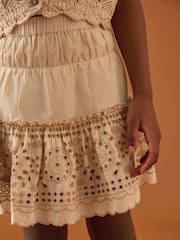 Ecru 100% Cotton Embroidered Skort (3-16yrs) - Image 4 of 4