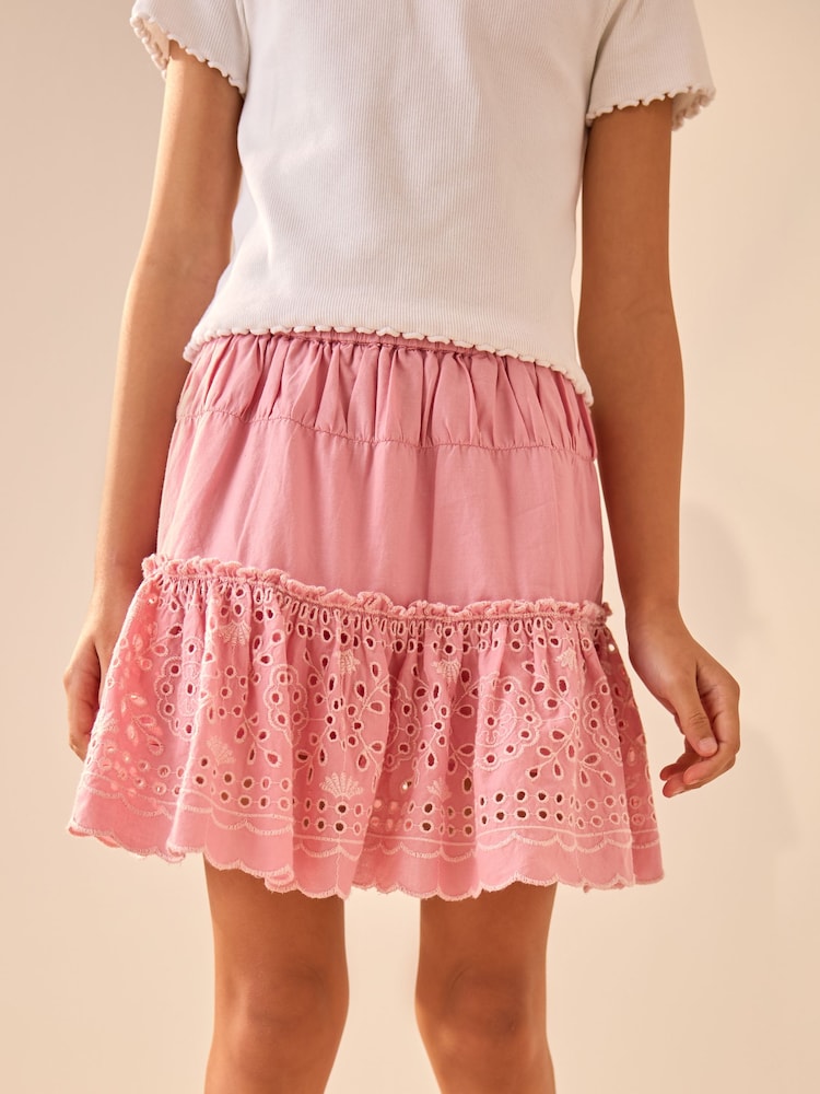 Pink 100% Cotton Embroidered Skort (3-16yrs) - Image 2 of 4