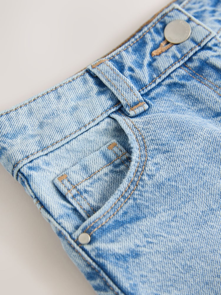Mid Blue Longer Length Frayed Edge Denim Shorts (3-16yrs) - Image 4 of 4