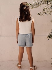 White 100% Cotton Top and Short Set (3-16yrs) - Image 2 of 11