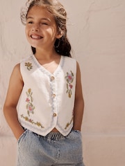 White 100% Cotton Top and Short Set (3-16yrs) - Image 3 of 11