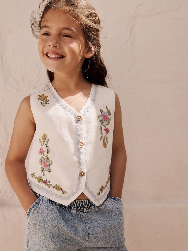 White 100% Cotton Top and Short Set (3-16yrs) - Image 3 of 11