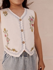 White 100% Cotton Top and Short Set (3-16yrs) - Image 6 of 11