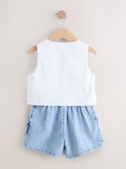 White 100% Cotton Top and Short Set (3-16yrs) - Image 9 of 11