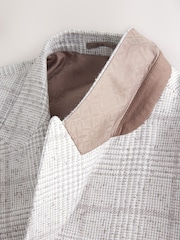 Grey/Ecru Regular Fit Smart Textured Check Double Breasted Blazer - Image 10 of 12