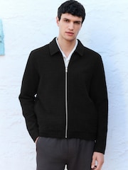 Negro - Smart Textured Shacket With Wool - Imagen 1 de 9