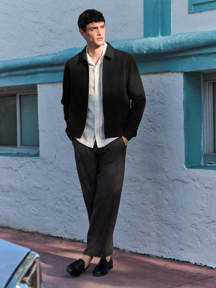 Negro - Smart Textured Shacket With Wool - Imagen 2 de 9