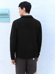 Negro - Smart Textured Shacket With Wool - Imagen 3 de 9