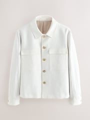 Blanco - Smart Linen Look Shacket - Imagen 1 de 4