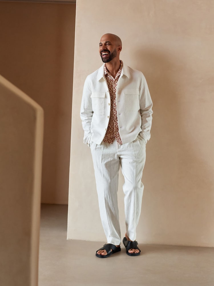 Blanco - Smart Linen Look Shacket - Imagen 2 de 4