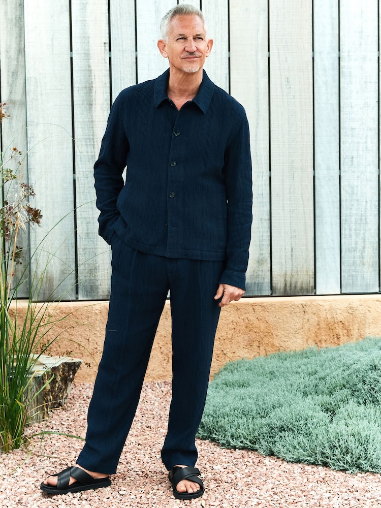 Azul marino - Smart Textured 100% Cotton Shacket - Imagen 2 de 9