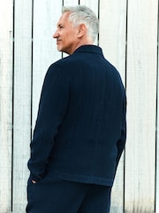 Azul marino - Smart Textured 100% Cotton Shacket - Imagen 3 de 9