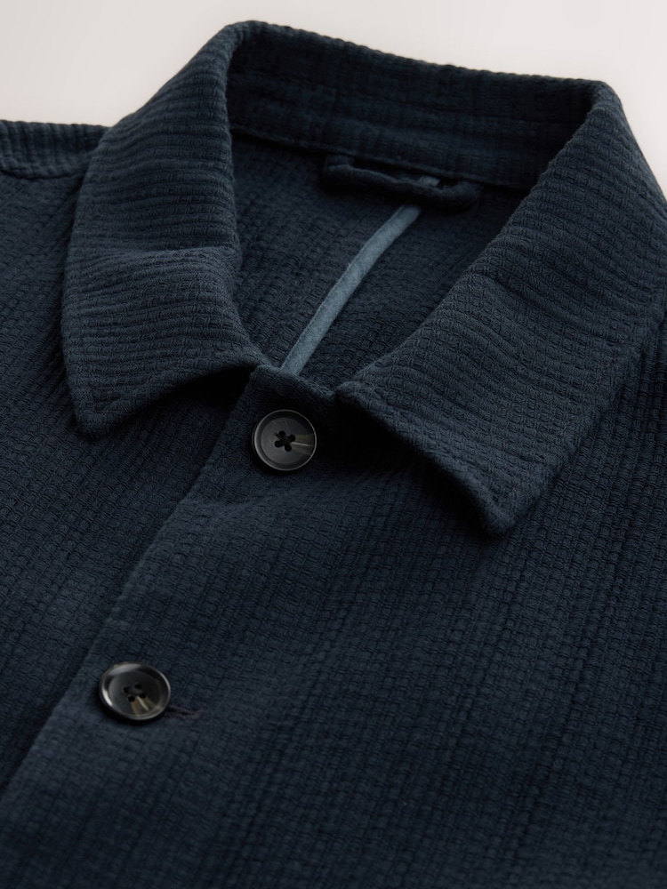 Marineblau/blau - Elegante, strukturierte Hemdjacke aus 100 % Baumwolle - Image 3 of 4