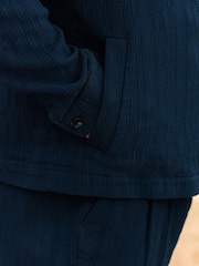 Azul marino - Smart Textured 100% Cotton Shacket - Imagen 5 de 9