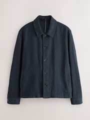 Azul marino - Smart Textured 100% Cotton Shacket - Imagen 6 de 9