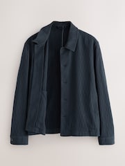 Azul marino - Smart Textured 100% Cotton Shacket - Imagen 7 de 9