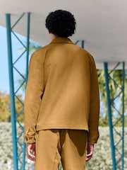 Tan Brown Smart Linen Look Shacket - Image 3 of 10