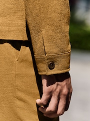 Tan Brown Smart Linen Look Shacket - Image 5 of 10