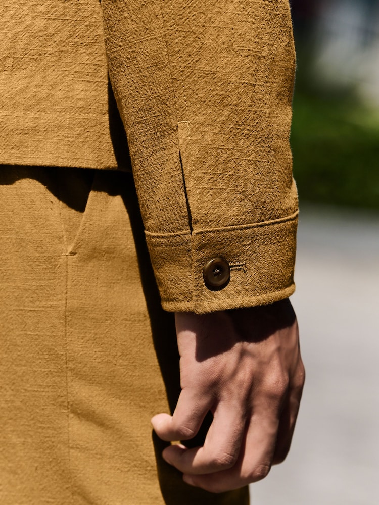 Tan Brown Smart Linen Look Shacket - Image 5 of 10
