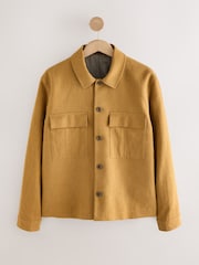 Tan Brown Smart Linen Look Shacket - Image 6 of 10