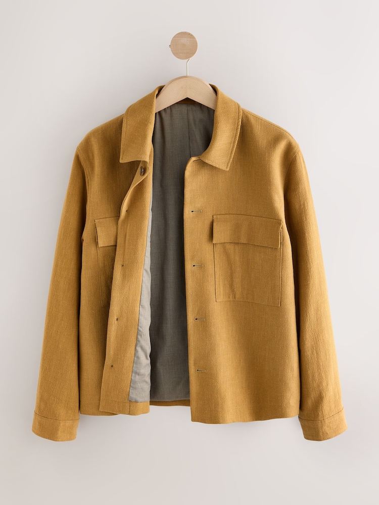 Tan Brown Smart Linen Look Shacket - Image 7 of 10