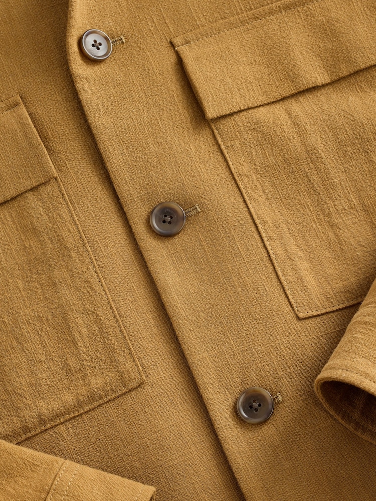 Tan Brown Smart Linen Look Shacket - Image 8 of 10