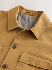 Tan Brown Smart Linen Look Shacket - Image 9 of 10