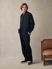 Black Linen Blend Bomber Jacket - Image 1 of 7